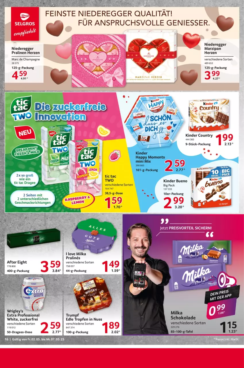 Aktueller Prospekt Selgros - Food - von 02.05 bis 07.05.2025 - strona 16 - produkty: after eight, Cap, champagne, Egger, Kinder, kinder bueno, kinder country, mac, marzipan, milka, nuss, pralinen, Ti, zucker