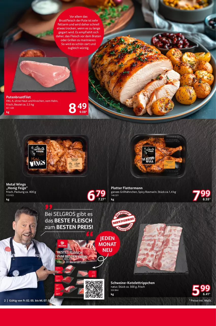Aktueller Prospekt Selgros - Food - von 02.05 bis 07.05.2025 - strona 2 - produkty: beutel, braten, brustfilet, eis, filet, fleisch, grill, grillhähnchen, honig, kotelett, latte, LG, natur, pute, putenbrust, putenbrustfilet, reis, rosmarin, schwein, schweine, wein, weine