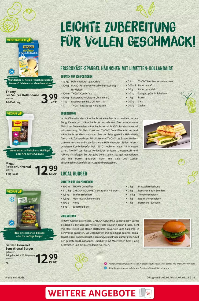 Aktueller Prospekt Selgros - Food - von 02.05 bis 07.05.2025 - strona 31 - produkty: angebot, angebote, auer, beutel, bier, Biere, braten, braun, brie, burger, butter, decke, eis, elle, erbsen, fleisch, frischkäse, früchte, früchten, garden gourmet, hähnchenbrust, hollandaise, honig, ilag, Kaiser, Käse, limette, limetten, mac, maggi, meeresfrüchte, meerrettich, Mett, metten, pfanne, radieschen, reifen, reis, Rettich, ring, Romanasalat, saft, salat, salz, sauce, senf, spargel, Tasche, thomy, thomy les sauces, Ti, tomate, tomaten, würfel, ZTE, zucker, zwiebel, zwiebeln