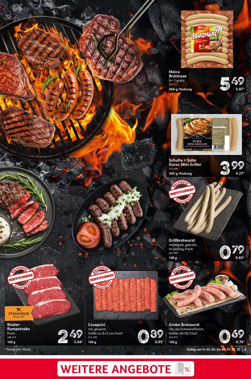 Aktueller Prospekt Selgros - Food - von 02.05 bis 07.05.2025 - strona 5 - produkty: angebot, angebote, axe, bratmaxe, bratwurst, cevapcici, eier, eis, fleisch, grill, grillbratwurst, grobe bratwurst, LG, meica, rind, rinder, rum, rumpsteak, schwein, schweine, schweinefleisch, steak, steaks, Ti, wein, weine, wurst
