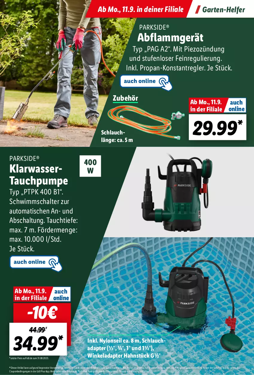 Aktueller Prospekt Lidl - Parkside Booklet 2023 - von 01.09 bis 22.10.2023 - strona 45 - produkty: adapter, angebot, auto, coupon, eis, Garten, HP, lamm, Parkside, reis, Schal, schlauch, Ti, tisch, wasser, ZTE