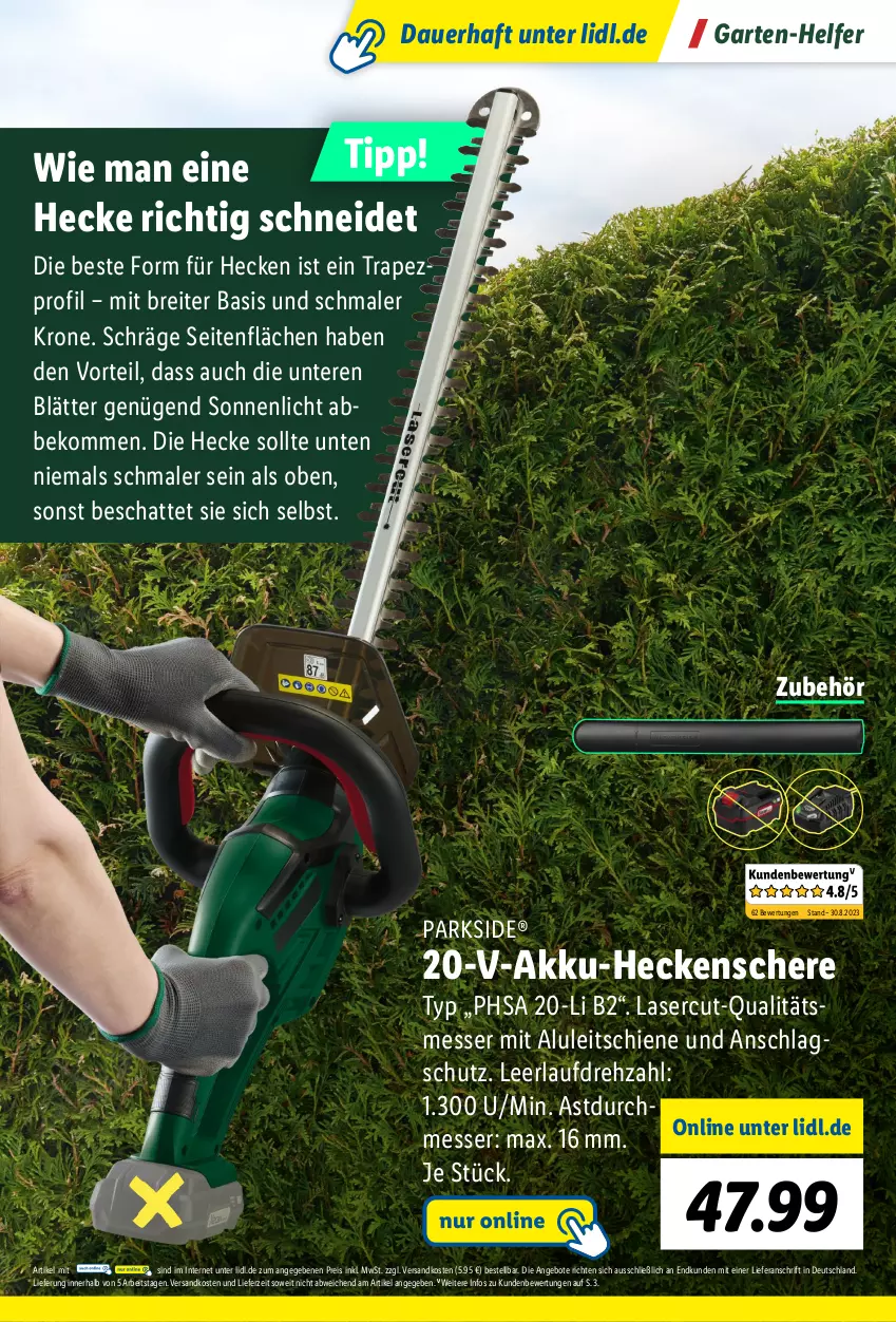 Aktueller Prospekt Lidl - Parkside Booklet 2023 - von 01.09 bis 22.10.2023 - strona 51 - produkty: akku, akku-heckenschere, angebot, angebote, auer, beko, Brei, eis, Garten, heckenschere, krone, messer, ndk, Parkside, reis, Schere, Ti