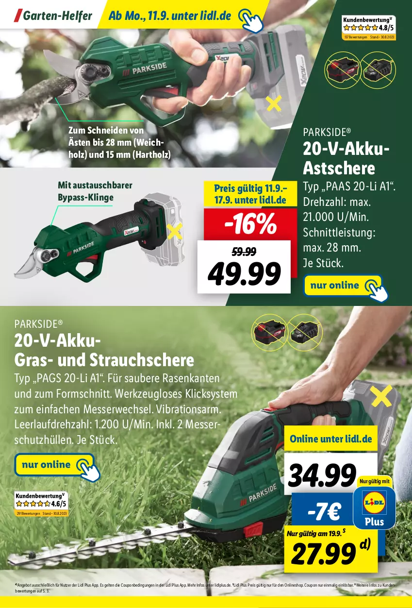 Aktueller Prospekt Lidl - Parkside Booklet 2023 - von 01.09 bis 22.10.2023 - strona 54 - produkty: akku, angebot, aust, coupon, eis, Garten, Holz, messer, Parkside, rasen, Rauch, reis, rwe, Schere, schutzhülle, Strauchschere, Ti, werkzeug