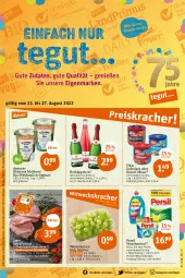 Gazetka promocyjna Tegut - Angebote der Woche - Gazetka - ważna od 27.08 do 27.08.2022 - strona 1 - produkty: alkohol, angebot, angebote, Becher, bio, dekoration, ecco, ente, erdnüsse, flasche, frucht, fruchtsecco, getränk, getränke, Gläser, joghur, joghurt, kräuter, landprimus, marinade, milch, oder kräuter, paprika, persil, persil waschmittel, rotkäppchen, Rückensteak, Schal, Schale, schwein, schweine, schweinerücken, sekt, steak, Ti, trauben, ültje, ültje erdnüsse, waschmittel, weidemilch, wein, weine