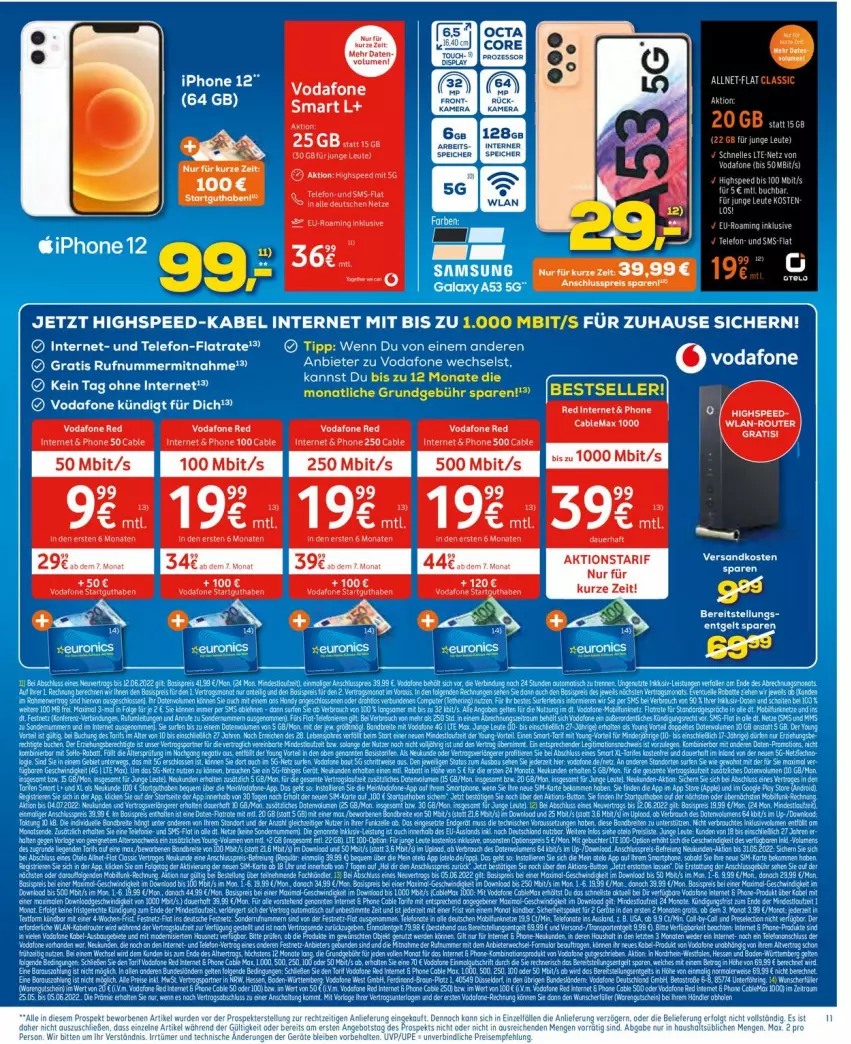 Aktueller Prospekt Euronics - Prospekte - von 01.06 bis 08.06.2022 - strona 11 - produkty: elle, telefon, Ti, vodafone