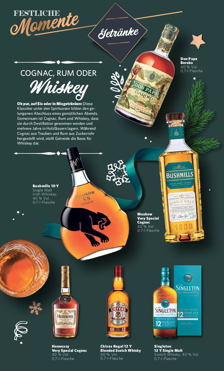 Aktueller Prospekt Combi - Prospekte - von 27.11 bis 23.12.2023 - strona 10 - produkty: blended scotch, blended scotch whisky, Cognac, eis, erde, flasche, getränk, getränke, Holz, irish whiskey, Mixgetränk, regal, rum, scotch, scotch whisky, single malt, spirituosen, Ti, trauben, whiskey, whisky, zucker