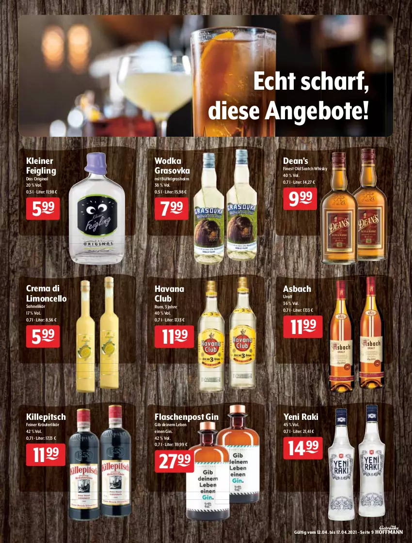 Aktueller Prospekt Getraenke Hoffmann - Prospekte - von 12.04 bis 17.04.2021 - strona 9 - produkty: angebot, angebote, asbach uralt, aust, bier, eis, erde, flasche, franziskaner, gewinnspiel, gin, Havana Club, kleiner feigling, kräuter, kräuterlikör, lamm, leine, LG, likör, limo, mönchshof, oder radler, pils, pilsener, premium pils, radler, rum, sahne, scotch, scotch whisky, Spiele, steiner, Ti, tyskie, warsteiner, weck, weissbier, whisky, wodka, yeni raki