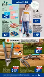 Gazetka promocyjna AldiSud - NÄCHSTE WOCHE - Gazetka - ważna od 26.08 do 26.08.2023 - strona 17 - produkty: alle artikel ohne dekoration, Bau, baumwolle, bett, blume, blumen, decksohle, dekoration, dell, eis, elle, erde, gardena, Garten, Gartenschere, gin, Holz, Hylo, jeans, Kinder, kleid, Kleidung, messer, Mode, Pantoffeln, Ria, Schere, schuhe, shorts, Sport, sportschuhe, Stier, Ti, wolle, ZTE