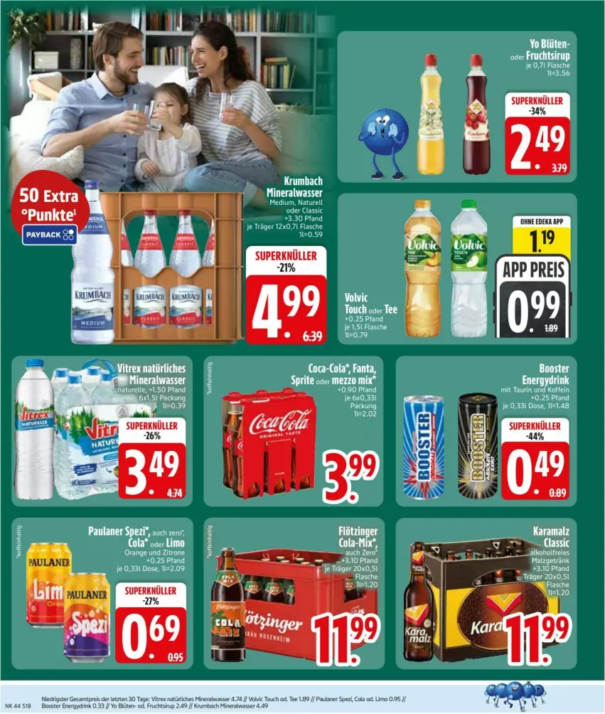 Aktueller Prospekt Edeka - Prospekte - von 26.10 bis 31.10.2026 - strona 20 - produkty: Alwa, bett, Blüte, cin, coca-cola, cola, deka, eis, flasche, frucht, krumbach, limo, mineralwasser, Mineralwasser Medium, natur, natürliches mineralwasser, Paula, paulaner, reis, rel, rum, sirup, Spezi, tee, Ti, veet, vitrex, volvic, wasser, Yo, ZTE