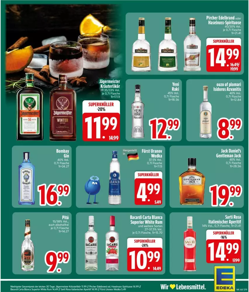 Aktueller Prospekt Edeka - Prospekte - von 26.10 bis 31.10.2026 - strona 21 - produkty: alkohol, aperitif, deka, eis, flasche, Germ, haselnuss, jägermeister, kräuter, kräuterlikör, likör, Meister, nuss, ouzo, Ti