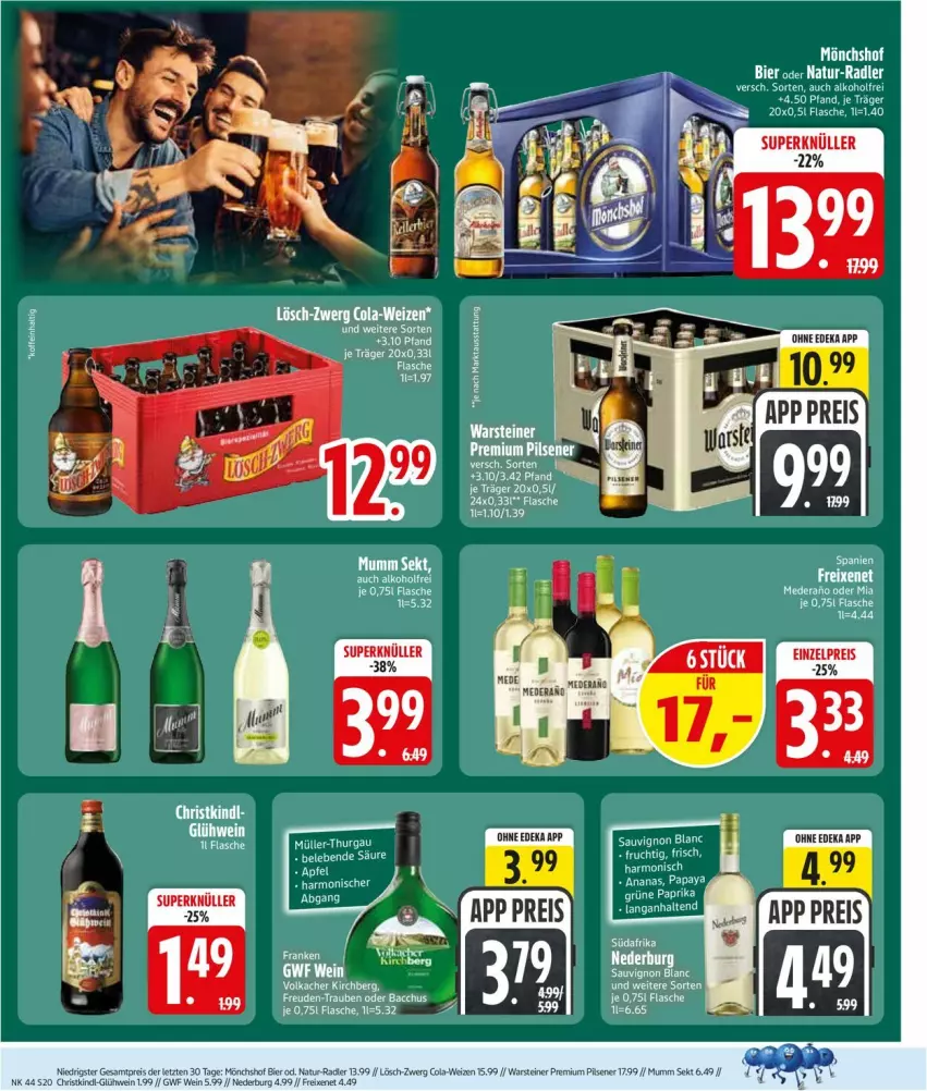 Aktueller Prospekt Edeka - Prospekte - von 26.10 bis 31.10.2026 - strona 22 - produkty: acer, alkohol, ananas, ball, bier, cola, deka, eis, elle, flasche, freixenet, frucht, mumm, natur, nederburg, Papaya, radler, reis, sauvignon, sauvignon blanc, sekt, Ti, wein