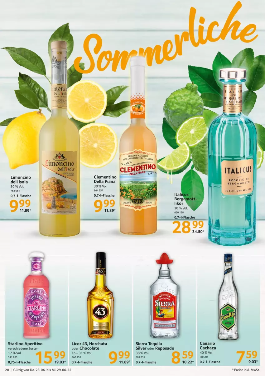 Aktueller Prospekt Selgros - Food - von 23.06 bis 29.06.2022 - strona 20 - produkty: cin, cola, dell, eis, flasche, licor, licor 43, likör, limo, natur, natura, reis, Sierra, sierra tequila, tequila, Ti