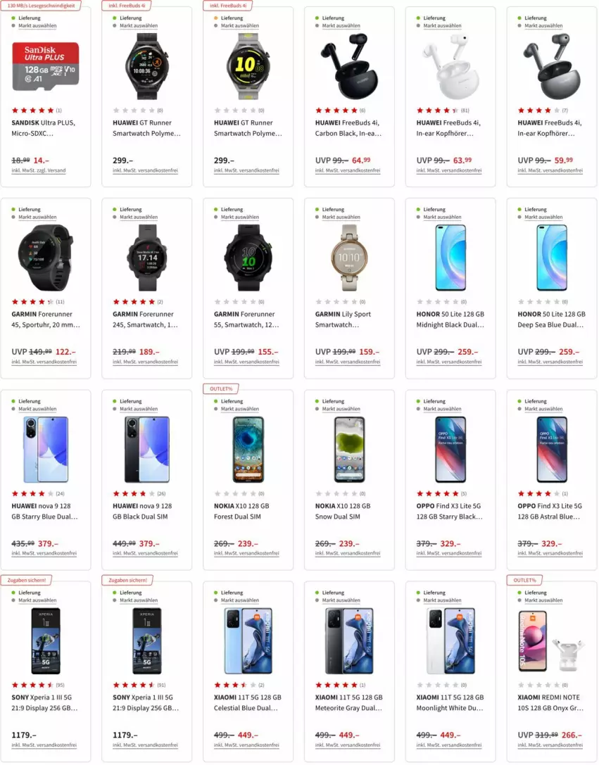 Aktueller Prospekt Media Markt - Prospekte - von 02.02 bis 09.02.2022 - strona 8 - produkty: Astra, Dual SIM, garmin, Honor, huawei, In-Ear Kopfhörer, kopfhörer, lack, ndk, nokia, Oppo, Ria, sandisk, sim, smartwatch, sony, Sport, Ti, uhr, versandkostenfrei, Xperia