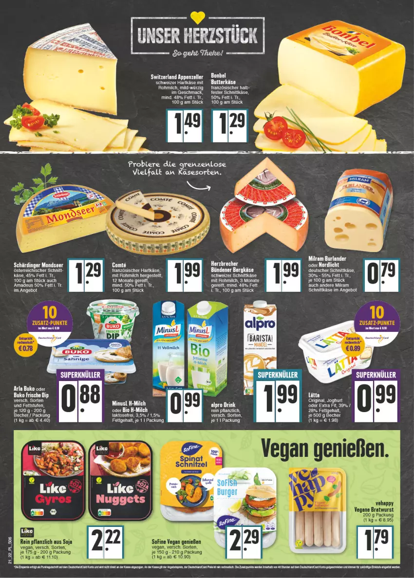 Aktueller Prospekt E Center - Angebote der Woche - von 23.05 bis 28.05.2022 - strona 6 - produkty: angebot, appenzeller, Becher, bier, Biere, bonbel, burlander, butter, butterkäse, deutscher schnittkäse, elle, ente, gin, hartkäse, joghur, joghurt, Käse, Kuner, mac, mandel, milch, milram, Schärdinger, schnittkäse, schweizer hartkäse, schweizer schnittkäse, Ti