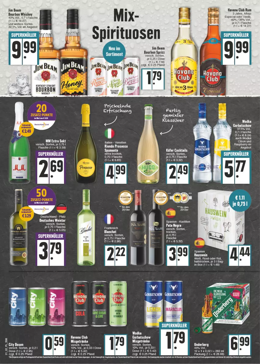 Aktueller Prospekt E Center - Angebote der Woche - von 23.05 bis 28.05.2022 - strona 8 - produkty: angebot, asti, bourbon, bourbon whiskey, erde, flasche, getränk, getränke, Gorbatschow, Havana Club, jim beam, kentucky straight, Mixgetränk, raspberry, rel, Ria, rum, Sprizz, tee, Ti, tuc, whiskey, wodka