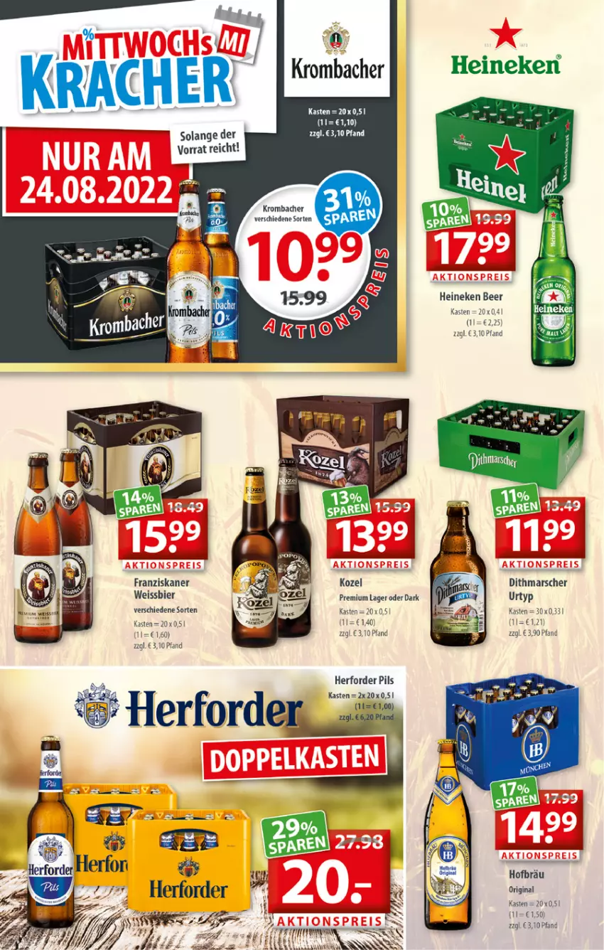 Aktueller Prospekt Getraenkeland - von 22.08 bis 03.09.2022 - strona 2 - produkty: aktionspreis, bier, eis, franziskaner, gin, heineken, krombache, krombacher, mars, pils, reis, Ti, urtyp, weissbier, Zelt