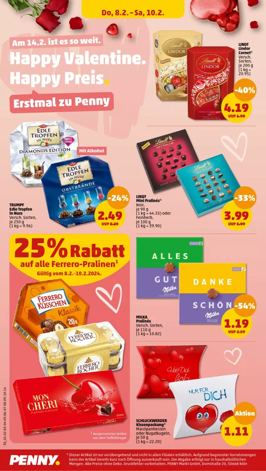 Aktueller Prospekt Penny - Prospekte - von 05.02 bis 10.02.2024 - strona 30 - produkty: erde, kissen, Kugel, lindt, marzipan, milka, nuss, rum