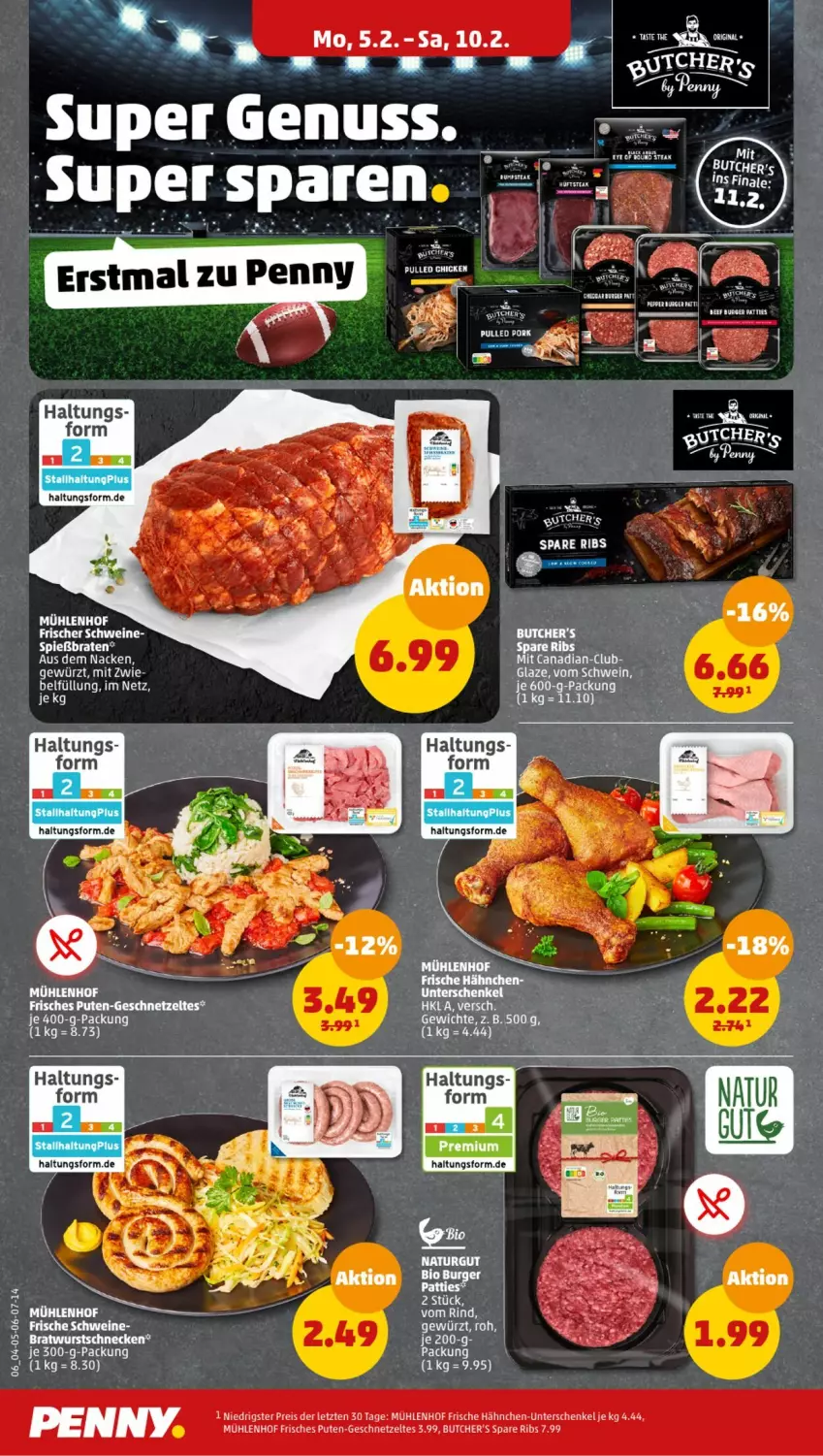 Aktueller Prospekt Penny - Prospekte - von 05.02 bis 10.02.2024 - strona 6 - produkty: bio, bratwurst, eis, Frische Hähnchen, geschnetzeltes, gewürz, henkel, Pulled Pork, pute, reis, rind, rum, rumpsteak, schenkel, schwein, schweine, spare ribs, steak, Ti, wein, weine, wurst, Zelt, ZTE