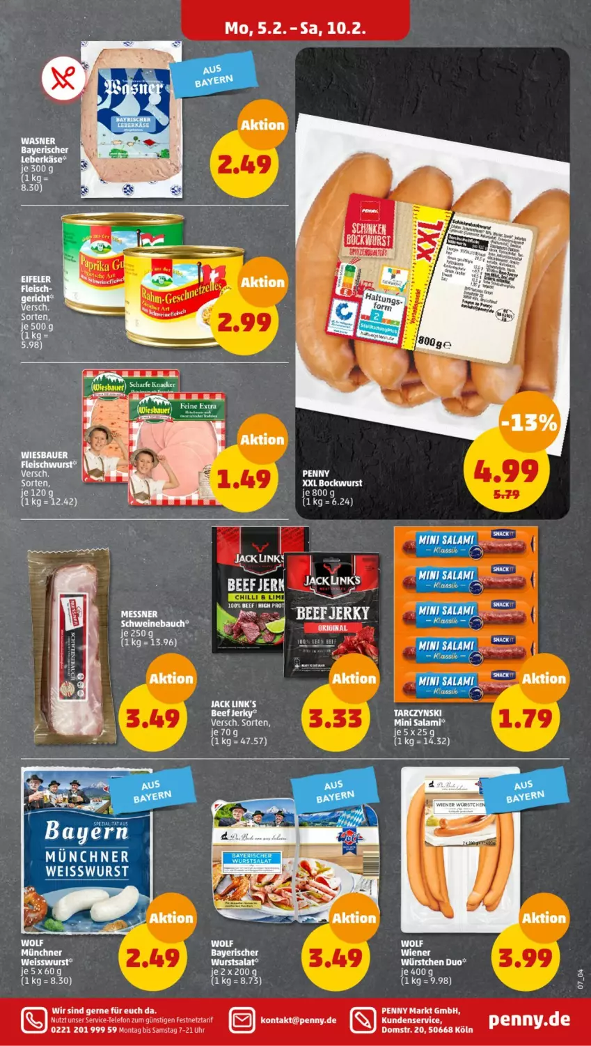 Aktueller Prospekt Penny - Prospekte - von 05.02 bis 10.02.2024 - strona 7 - produkty: auer, Bau, Bauer, eis, fleisch, fleischwurst, knacker, salat, schwein, schweine, Schweinebauch, tee, telefon, Ti, uhr, wein, weine, wiener, wiesbauer, wurst, würstchen