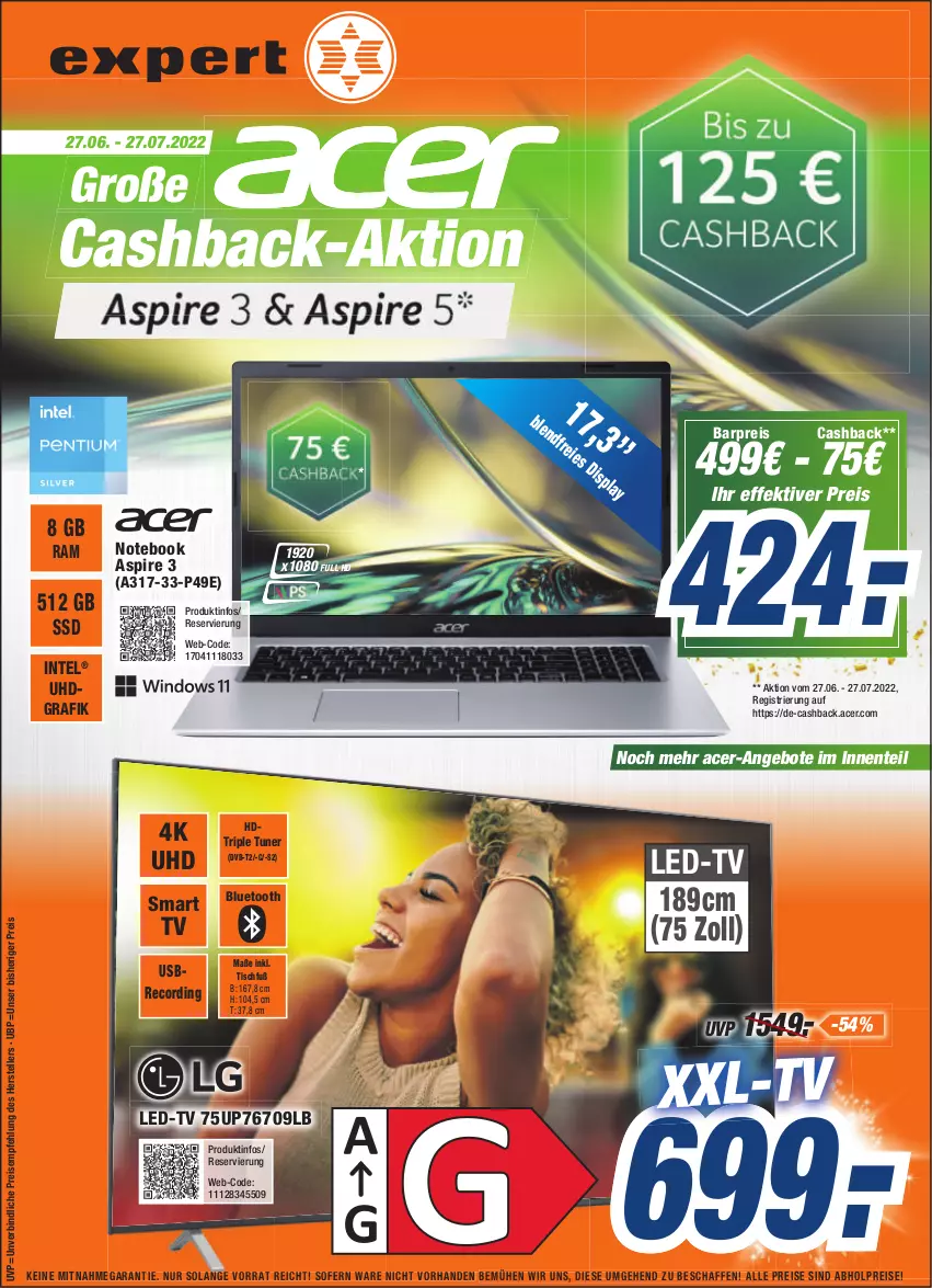 Aktueller Prospekt Expert Bonn - Prospekte - von 02.07 bis 08.07.2022 - strona 1 - produkty: abholpreise, acer, alle preise sind abholpreise, angebot, angebote, dvb, DVB-T, eis, elle, ente, Intel, notebook, reis, ssd, teller, Ti, tisch, tuner, uhd, usb