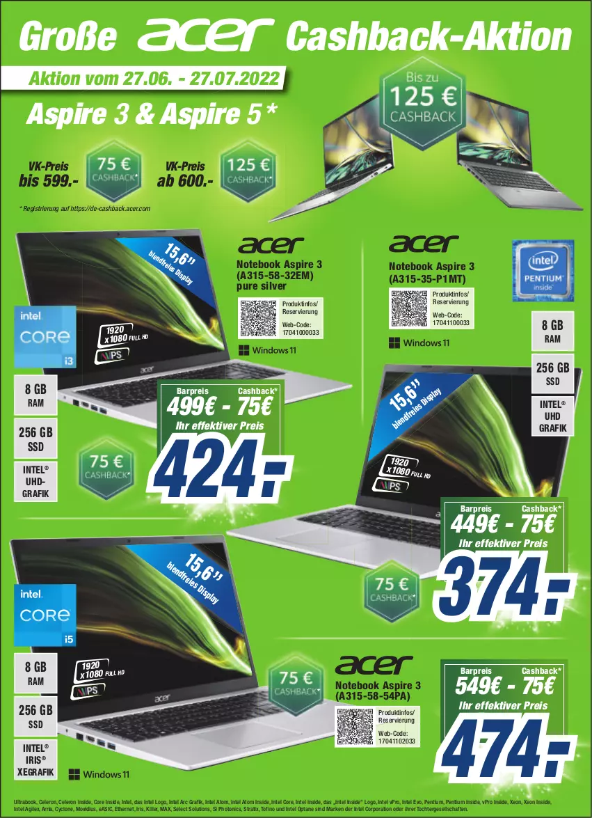 Aktueller Prospekt Expert Bonn - Prospekte - von 02.07 bis 08.07.2022 - strona 10 - produkty: acer, celeron, eis, Intel, notebook, Pentium, reis, Ria, ssd, Ti, tonic, uhd