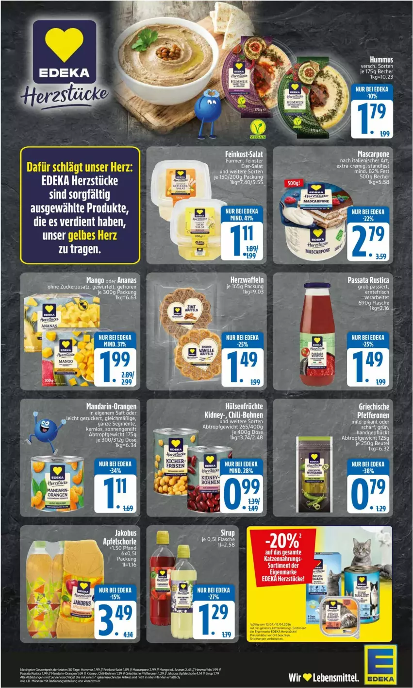 Aktueller Prospekt Edeka - Prospekte - von 13.04 bis 18.04.2026 - strona 2 - produkty: aeg, Becher, ente, hummus, katzennahrung, mascarpone, Ti
