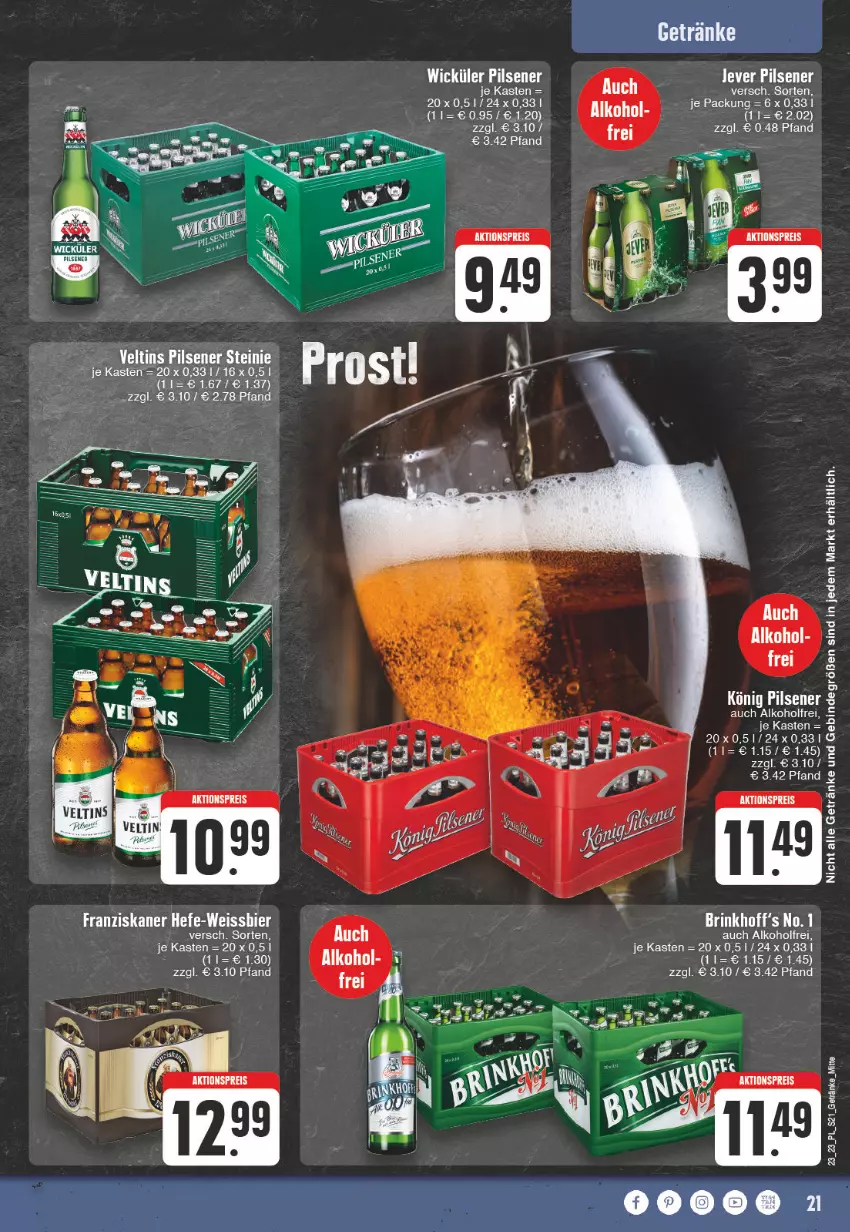 Aktueller Prospekt E Center - Angebote der Woche - von 29.05 bis 03.06.2023 - strona 21 - produkty: alkohol, bier, eis, franziskaner, getränk, getränke, Hefe, nolte, weissbier