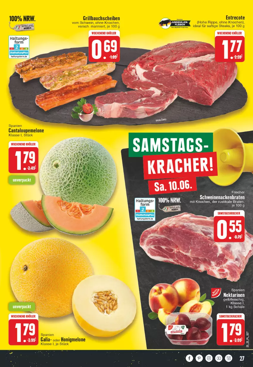 Aktueller Prospekt E Center - Angebote der Woche - von 29.05 bis 03.06.2023 - strona 27 - produkty: braten, eis, fleisch, kracher, Nektar, nektarinen, schwein, schweine, schweinenacken, Ti, tuc, wein, weine