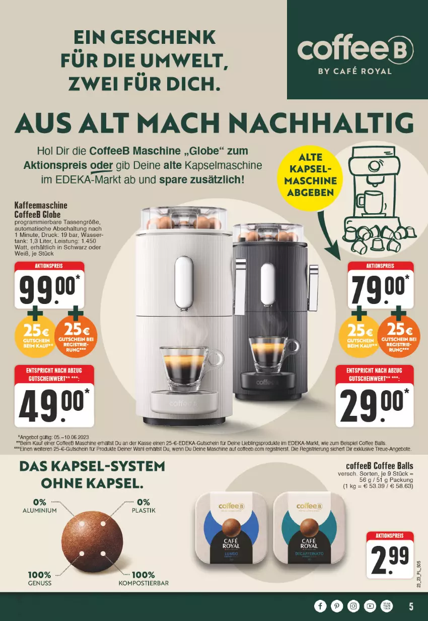 Aktueller Prospekt E Center - Angebote der Woche - von 29.05 bis 03.06.2023 - strona 5 - produkty: aktionspreis, angebot, angebote, asti, auto, ball, deka, eis, gutschein, kaffee, kaffeemaschine, Kapselmaschine, mac, nuss, reis, Schal, Stier, tasse, Ti, tisch, wasser