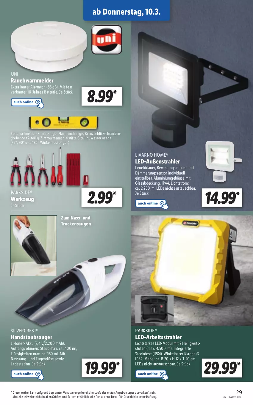 Aktueller Prospekt Lidl - Aktionsprospekt - von 07.03 bis 12.03.2022 - strona 29 - produkty: akku, angebot, auer, aust, batterie, Bau, Bleistift, bleistifte, dell, eis, elle, handstaubsauger, Kombizange, leds, Mode, Parkside, Rauch, reis, schrauben, Schraubendreher, Seitenschneide, silvercrest, staubsauger, steckdose, stifte, Ti, Waage, wasser, werkzeug, ZTE