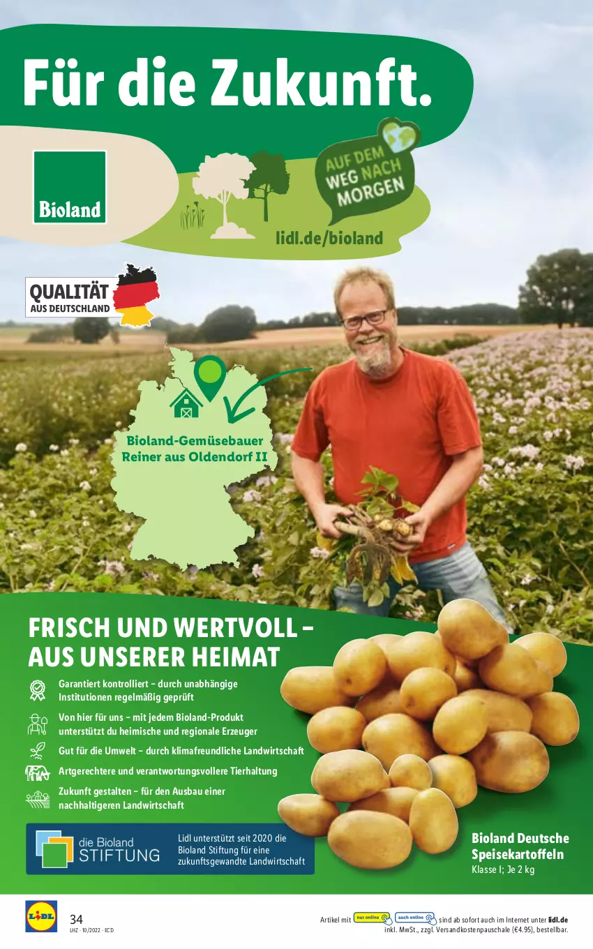 Aktueller Prospekt Lidl - Aktionsprospekt - von 07.03 bis 12.03.2022 - strona 34 - produkty: auer, Bau, Bauer, bio, bioland, eis, kartoffel, kartoffeln, ndk, Schal, Schale, speisekartoffeln, Ti, trolli, usb