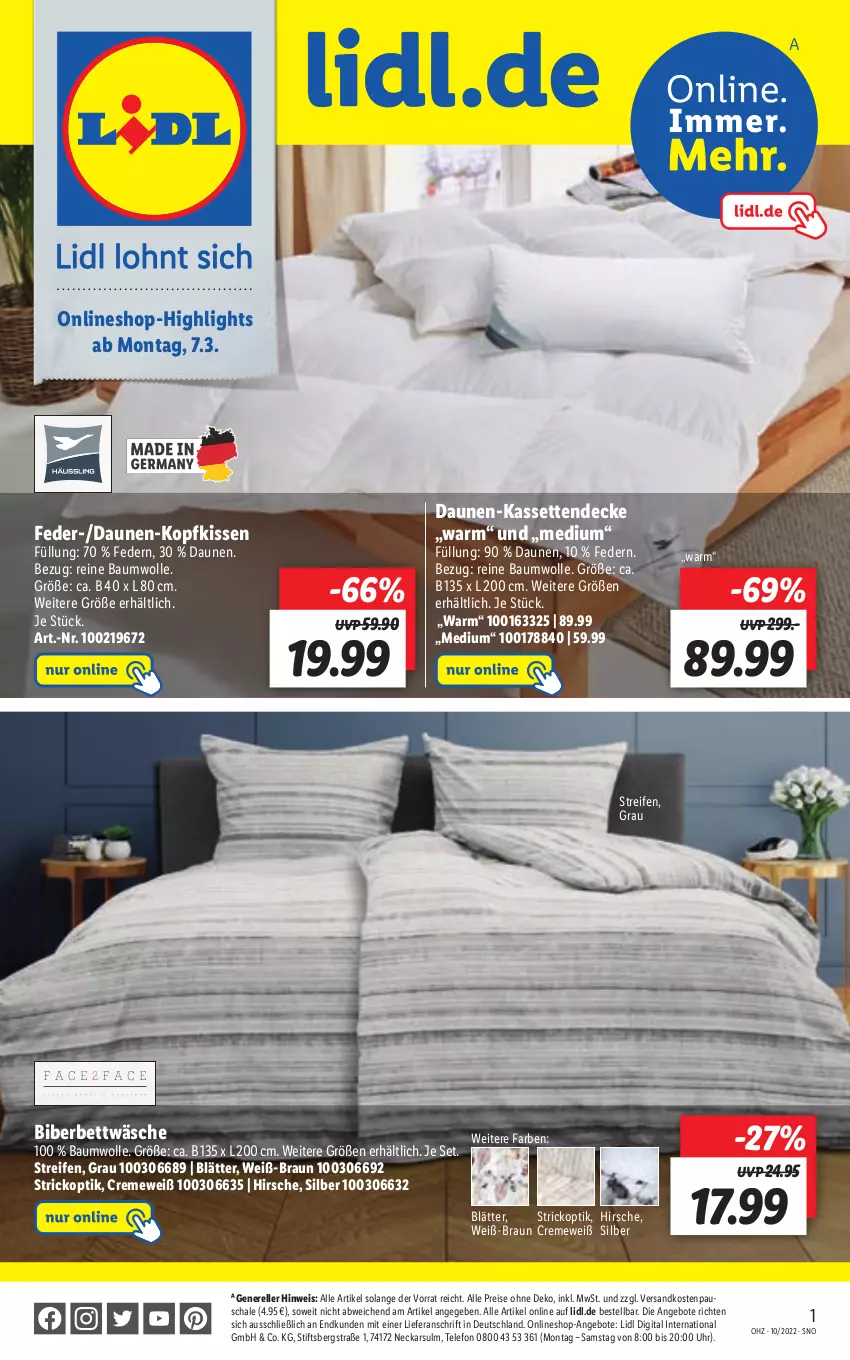 Aktueller Prospekt Lidl - Aktionsprospekt - von 07.03 bis 12.03.2022 - strona 47 - produkty: angebot, angebote, Bau, baumwolle, bett, bettwäsche, braun, creme, decke, eis, elle, Kassettendecke, kissen, kopfkissen, ndk, reifen, reine baumwolle, reis, rel, Schal, Schale, telefon, Ti, uhr, wolle