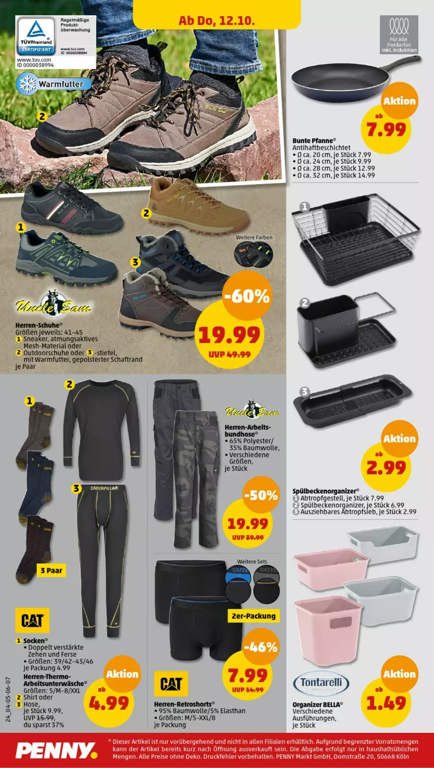 Aktueller Prospekt Penny - Prospekte - von 09.10 bis 14.10.2023 - strona 26 - produkty: Bau, baumwolle, hose, pfanne, rel, retroshorts, Ria, schuhe, shirt, shorts, sneaker, socken, Ti, Unterwäsche, wolle