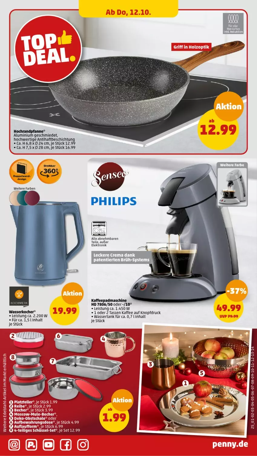 Aktueller Prospekt Penny - Prospekte - von 09.10 bis 14.10.2023 - strona 27 - produkty: eis, Elektro, kaffee, Kocher, pfanne, Philips, tasse, Ti, wasser, wasserkocher, wassertank