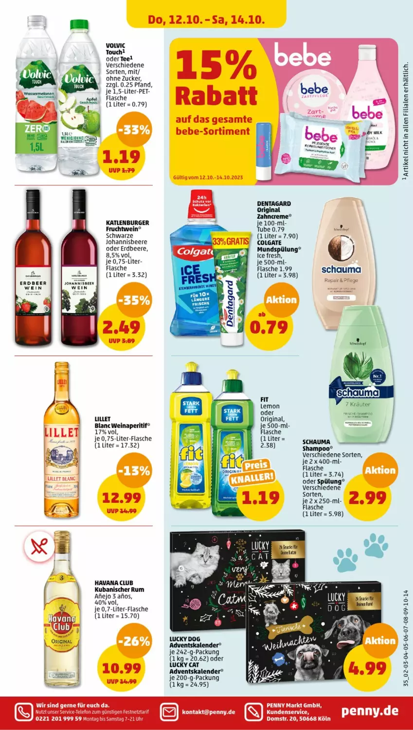 Aktueller Prospekt Penny - Prospekte - von 09.10 bis 14.10.2023 - strona 37 - produkty: Adventskalender, Bebe, beere, burger, colgate, creme, erdbeere, flasche, frucht, gin, Havana Club, johannisbeere, katlenburger, kräuter, LG, lillet, mundspülung, rum, schauma, spülung, tee, telefon, Ti, uhr, volvic, wein, zahncreme, zucker