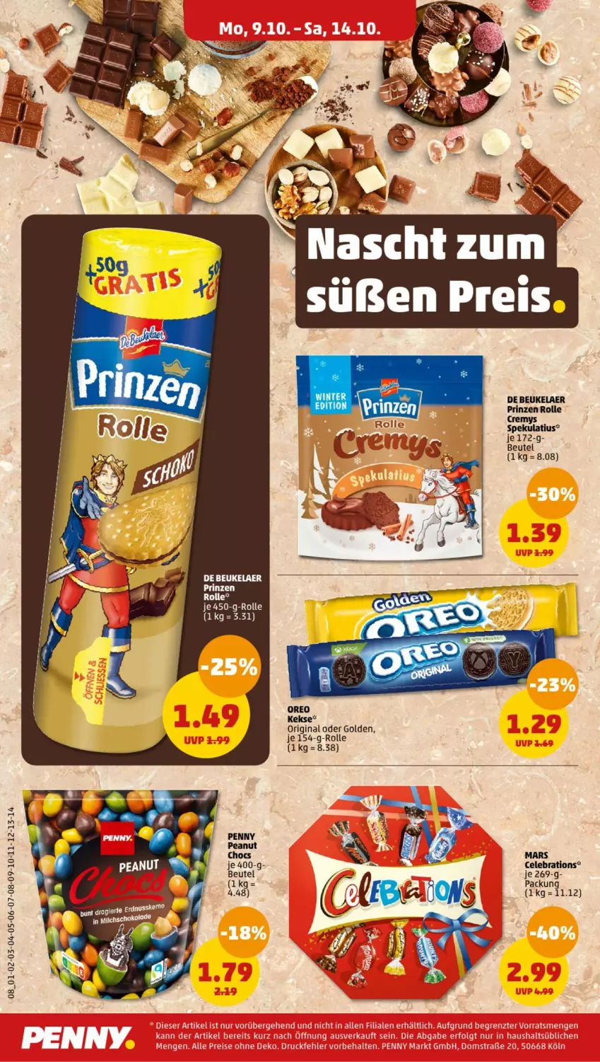 Aktueller Prospekt Penny - Prospekte - von 09.10 bis 14.10.2023 - strona 8 - produkty: beutel, cremys, de beukelaer, gin, keks, kekse, mars, oreo, prinzen rolle, Ti