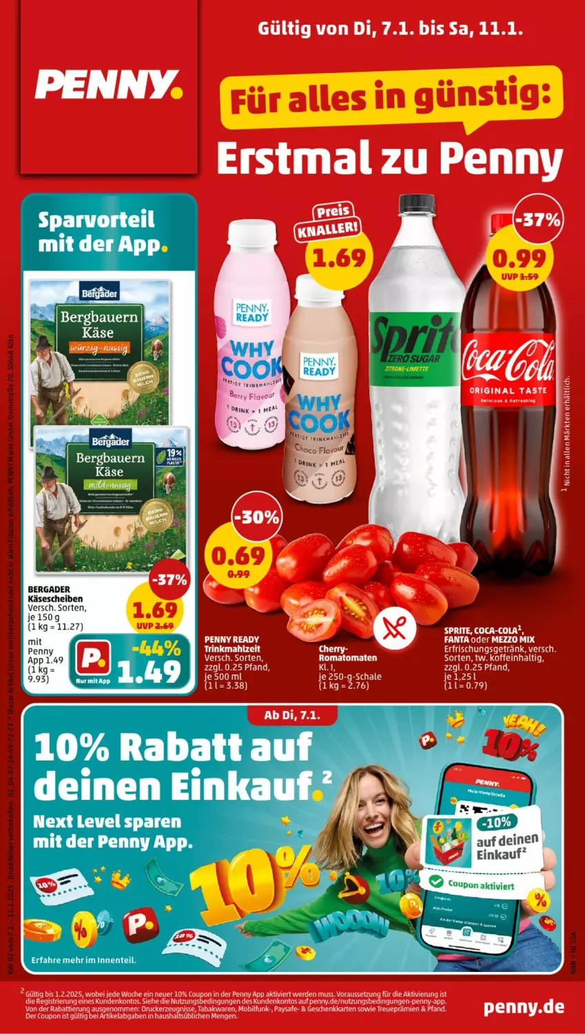 Aktueller Prospekt Penny - Prospekte - von 06.01 bis 11.01.2025 - strona 1 - produkty: bergader, ente, Käse, käsescheiben, Manta, Romatomaten, Ti, tomate, tomaten