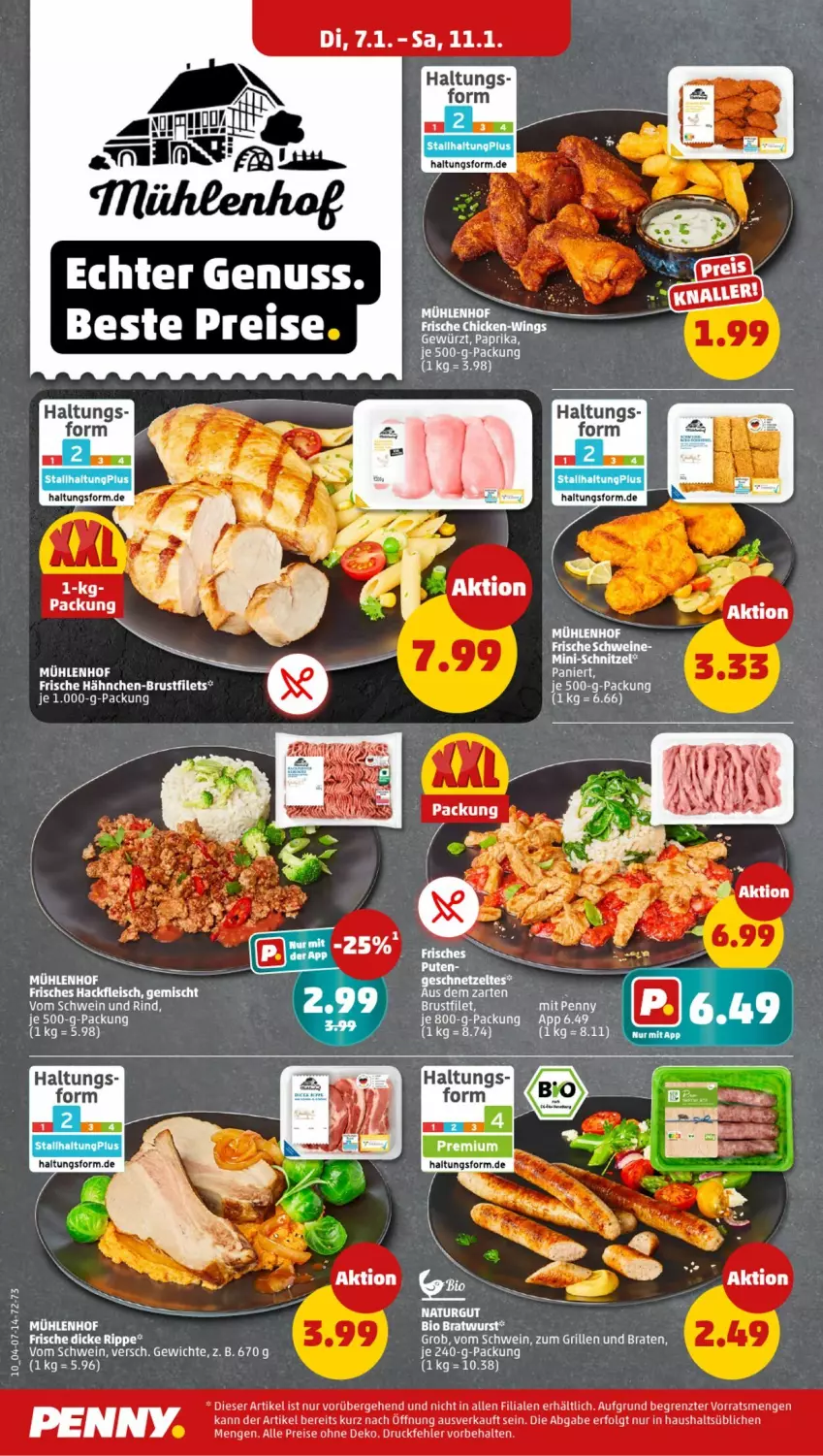 Aktueller Prospekt Penny - Prospekte - von 06.01 bis 11.01.2025 - strona 10 - produkty: braten, brustfilet, eis, filet, filets, fleisch, Frische Hähnchen, grill, hackfleisch, hähnchen-brustfilet, LG, natur, nuss, reis, schwein, schweine, Ti, wein, weine, ZTE