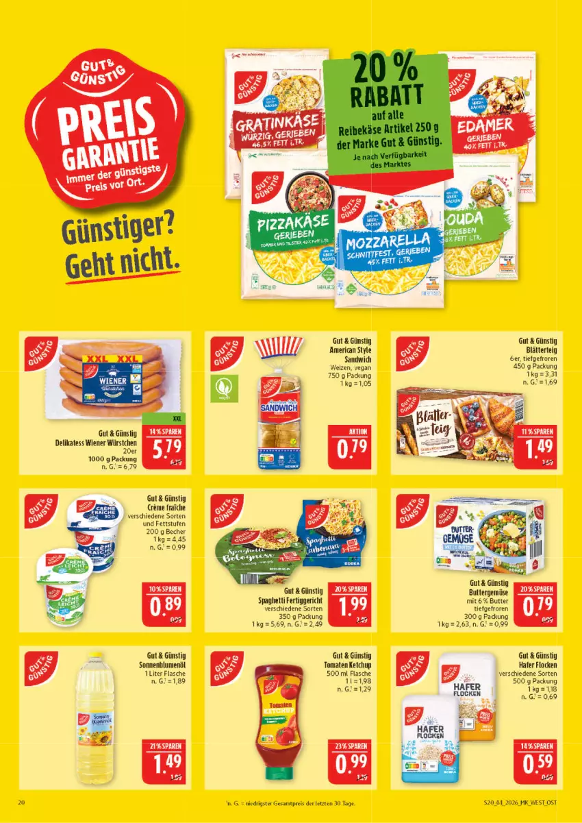 Aktueller Prospekt Marktkauf - Prospekt - von 25.10 bis 31.10.2026 - strona 20 - produkty: Becher, blätterteig, blume, blumen, blumenöl, butter, creme, eis, elle, fertiggericht, flasche, hafer, ketchup, reis, sandwich, sonnenblume, sonnenblumen, sonnenblumenöl, spaghetti, Ti, tomate, tomaten, tomaten ketchup, wiener, wiener würstchen, würstchen, ZTE