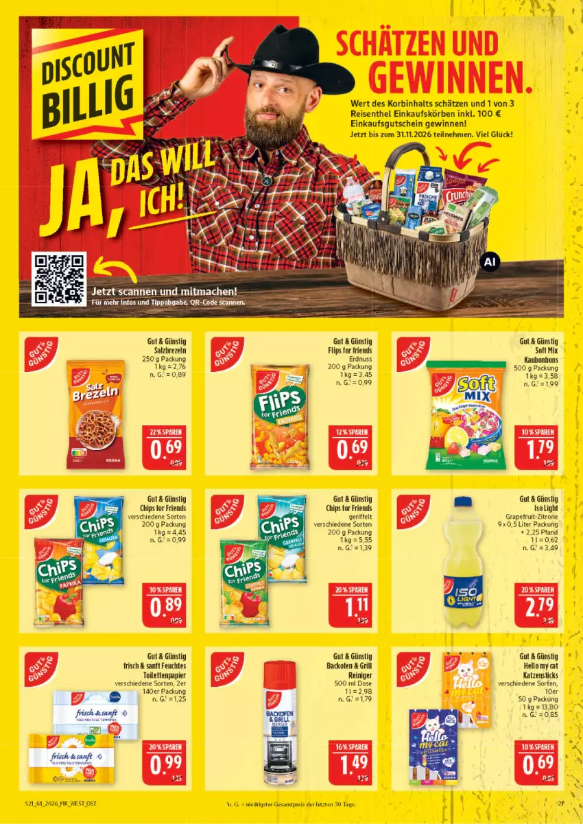 Aktueller Prospekt Marktkauf - Prospekt - von 25.10 bis 31.10.2026 - strona 21 - produkty: backofen, bonbons, brezel, Brezeln, chips, eis, erdnuss, feuchtes toilettenpapier, grapefruit, grill, gutschein, korb, nuss, Ofen, papier, reiniger, reis, salz, Ti, toilettenpapier, zitrone, ZTE