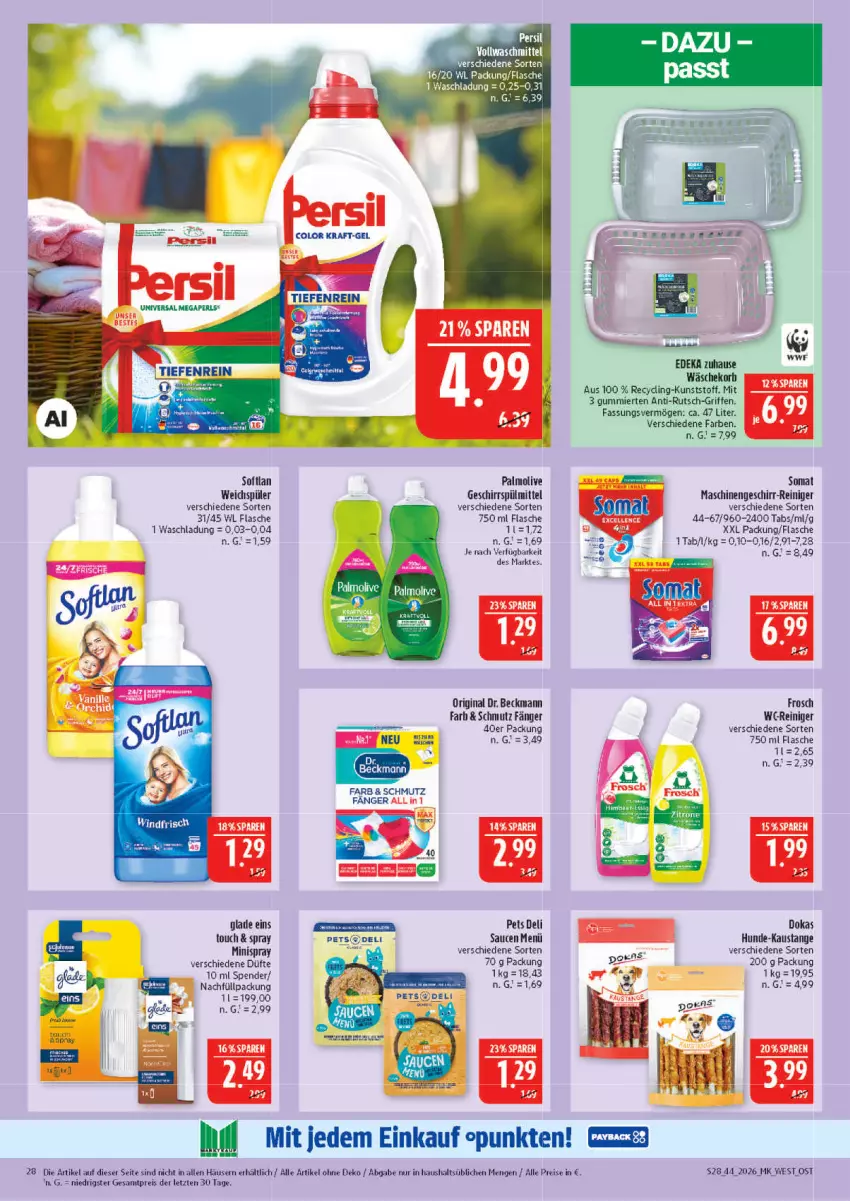 Aktueller Prospekt Marktkauf - Prospekt - von 25.10 bis 31.10.2026 - strona 28 - produkty: aust, Clin, deka, Dr. Beckmann, eis, flasche, Frosch, geschirr, geschirrspülmittel, gin, Glade, korb, kraft, megaperls, olive, palmolive, reiniger, reis, sauce, saucen, Softlan, somat, spülmittel, Ti, universal megaperls, wäschekorb, weichspüler, ZTE