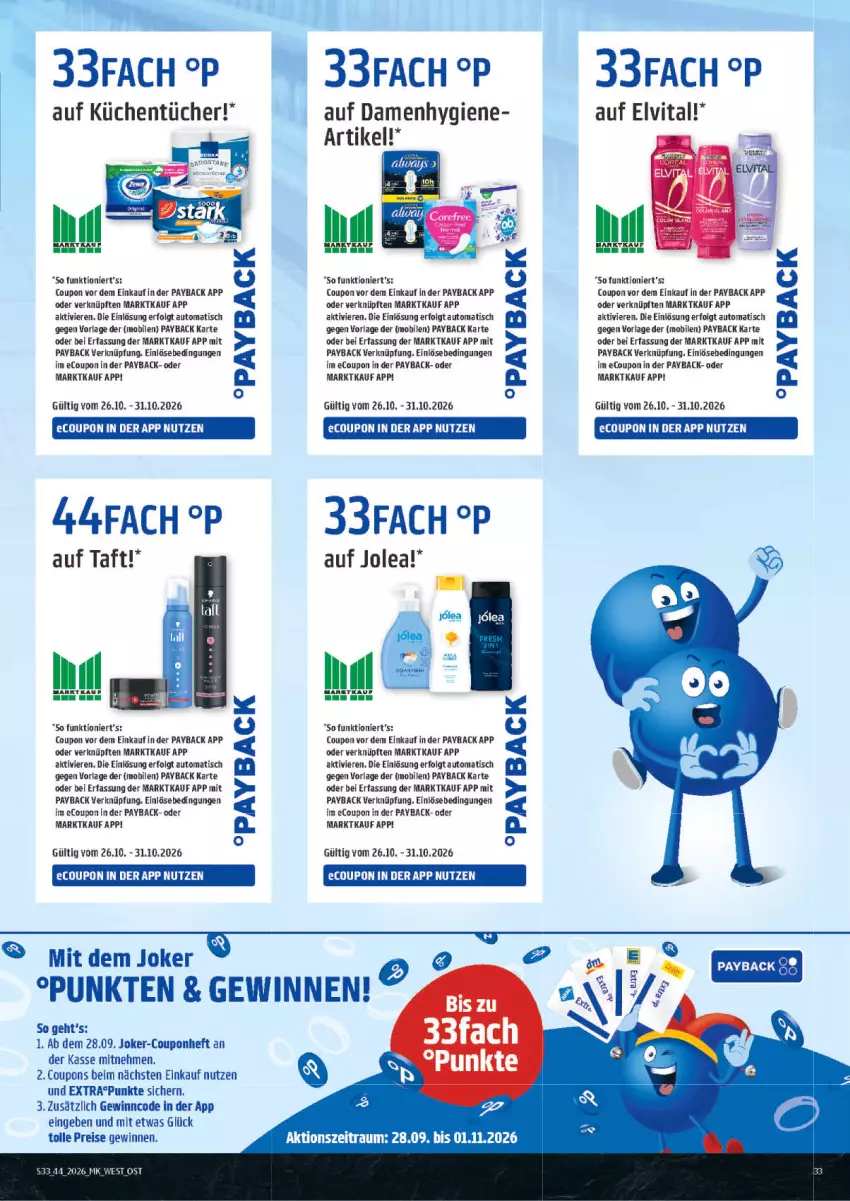 Aktueller Prospekt Marktkauf - Prospekt - von 25.10 bis 31.10.2026 - strona 33 - produkty: Alwa, auto, coupon, coupons, eis, elvital, küche, Küchen, küchentücher, LG, payback, reis, Taft, Ti, tisch, tücher, vita