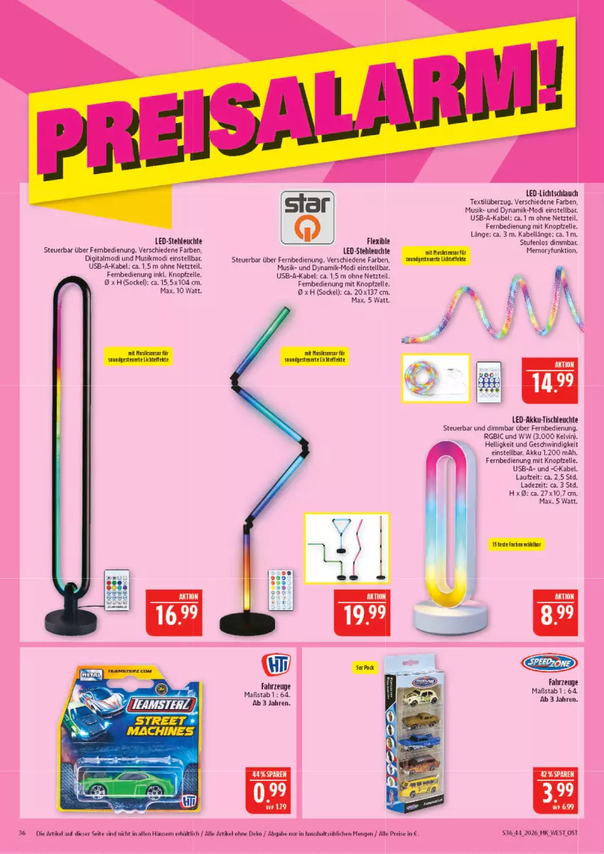 Aktueller Prospekt Marktkauf - Prospekt - von 25.10 bis 31.10.2026 - strona 36 - produkty: akku, eis, elle, fernbedienung, led-licht, led-stehleuchte, Leuchte, reis, schlauch, stehleuchte, Ti, tisch, tischleuchte, usb, ZTE