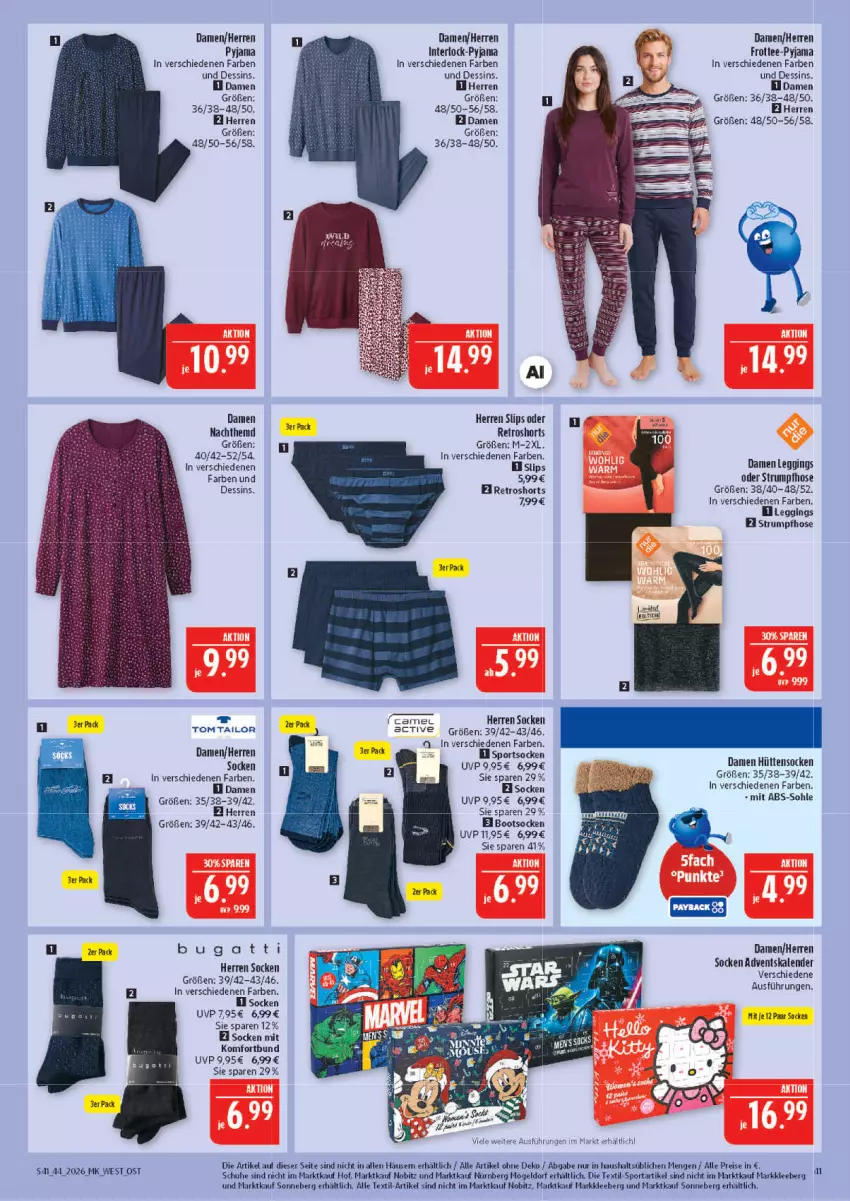 Aktueller Prospekt Marktkauf - Prospekt - von 25.10 bis 31.10.2026 - strona 41 - produkty: Adventskalender, eis, elle, gin, hemd, hose, leggings, Nachthemd, Pyjama, reis, retroshorts, rum, schuhe, shorts, slip, slips, socken, Sport, sportsocken, Strumpfhose, tee, Ti, tom tailor