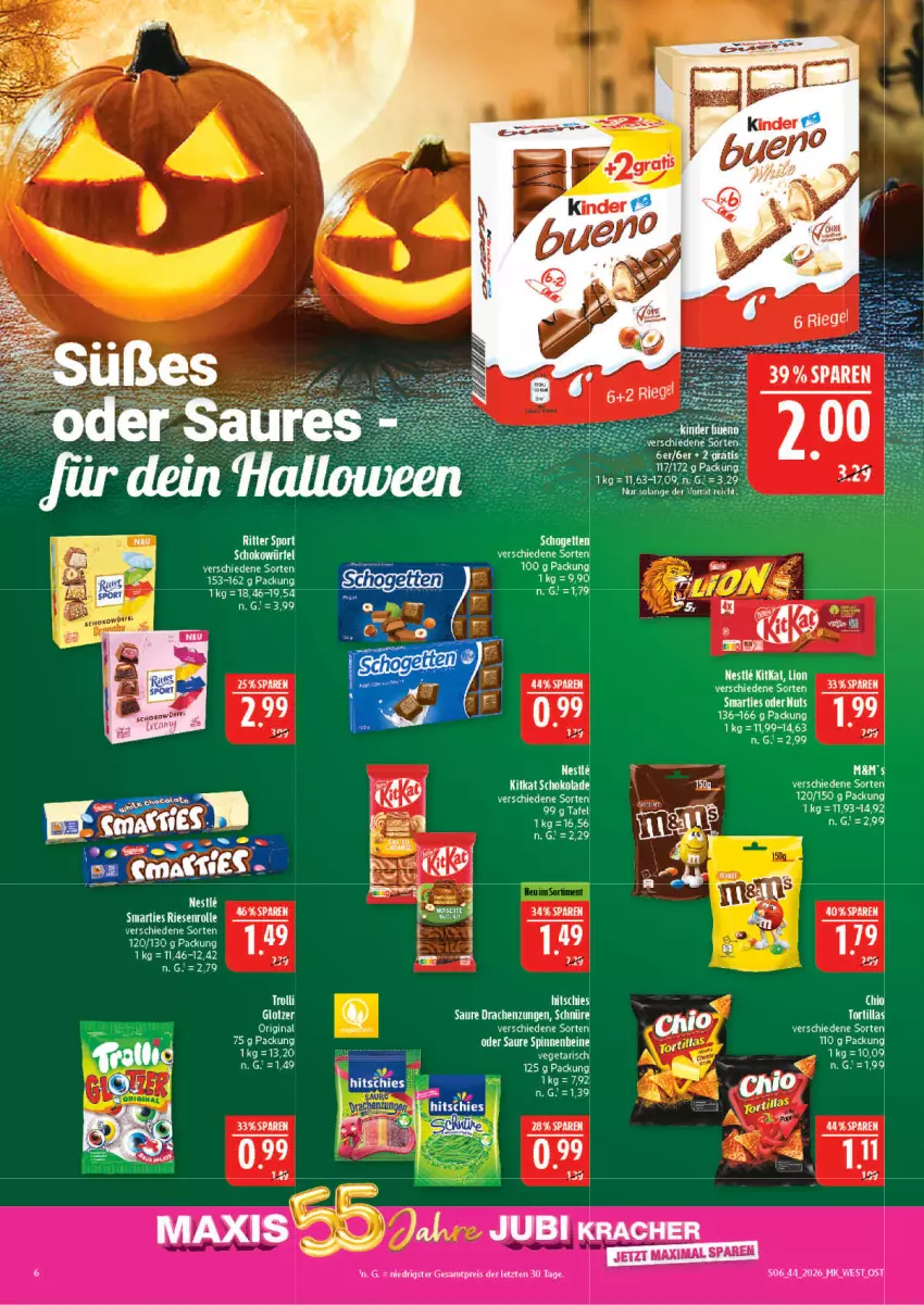 Aktueller Prospekt Marktkauf - Prospekt - von 25.10 bis 31.10.2026 - strona 6 - produkty: gin, kitkat, schogetten, schoko, schokolade, schokowürfel, smarties, tee, Ti, tortilla, tortillas, würfel