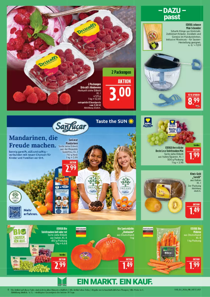 Aktueller Prospekt Marktkauf - Prospekt - von 25.10 bis 31.10.2026 - strona 8 - produkty: Bau, deka, edelstahl, eis, Kinder, kiwi, kräuter, leine, mac, mandarine, mandarinen, reis, rel, saft, sauce, saucen, Ti, und gemüse, ZTE, zwiebel, zwiebeln