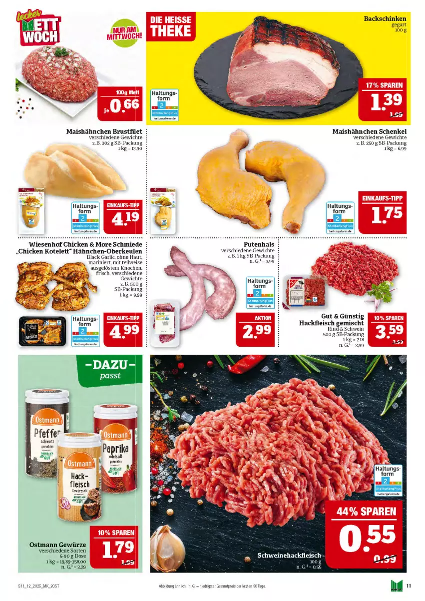 Aktueller Prospekt Marktkauf - Prospekt - von 16.03 bis 22.03.2025 - strona 11 - produkty: brustfilet, eis, filet, fleisch, gewürz, gewürzsalz, hackfleisch, hackfleisch gemischt, Hähnchen-Oberkeulen, henkel, kotelett, lack, mais, paprika, pfeffer, pute, reis, rind, salz, schenkel, schinken, schwein, schweine, Schweinehackfleisch, Ti, wein, weine, wiesenhof, ZTE