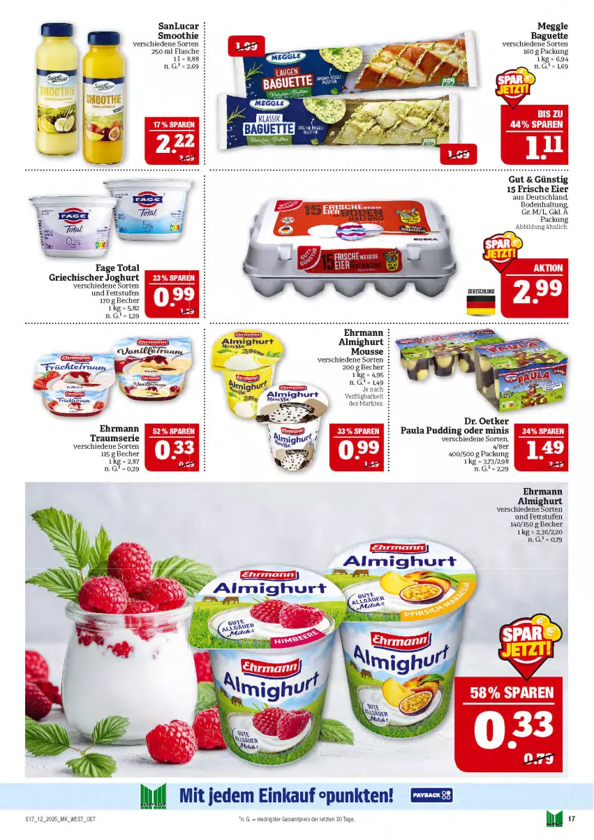 Aktueller Prospekt Marktkauf - Prospekt - von 16.03 bis 22.03.2025 - strona 17 - produkty: almighur, almighurt, baguette, Becher, Dr. Oetker, ehrmann, ehrmann almighurt, eier, eis, flasche, Griechischer Joghurt, joghur, joghurt, meggle, mousse, Paula, paula pudding, pudding, reis, smoothie, tee, Ti, ZTE