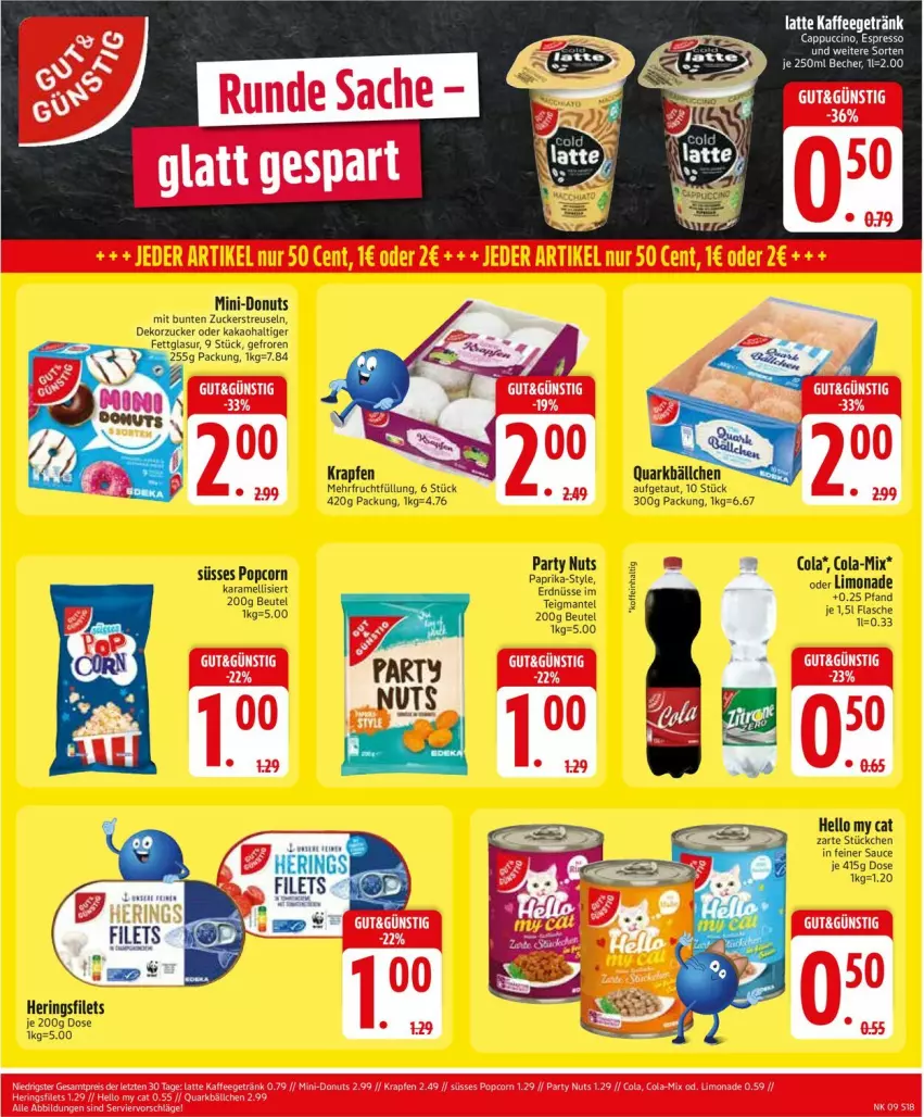 Aktueller Prospekt Edeka - Prospekte - von 24.02 bis 01.03.2025 - strona 18 - produkty: beutel, cola, Donut, donuts, erdnüsse, filet, filets, frucht, hering, Herings, heringsfilets, karamell, latte, limo, limonade, popcorn, quark, ring, sac, sauce