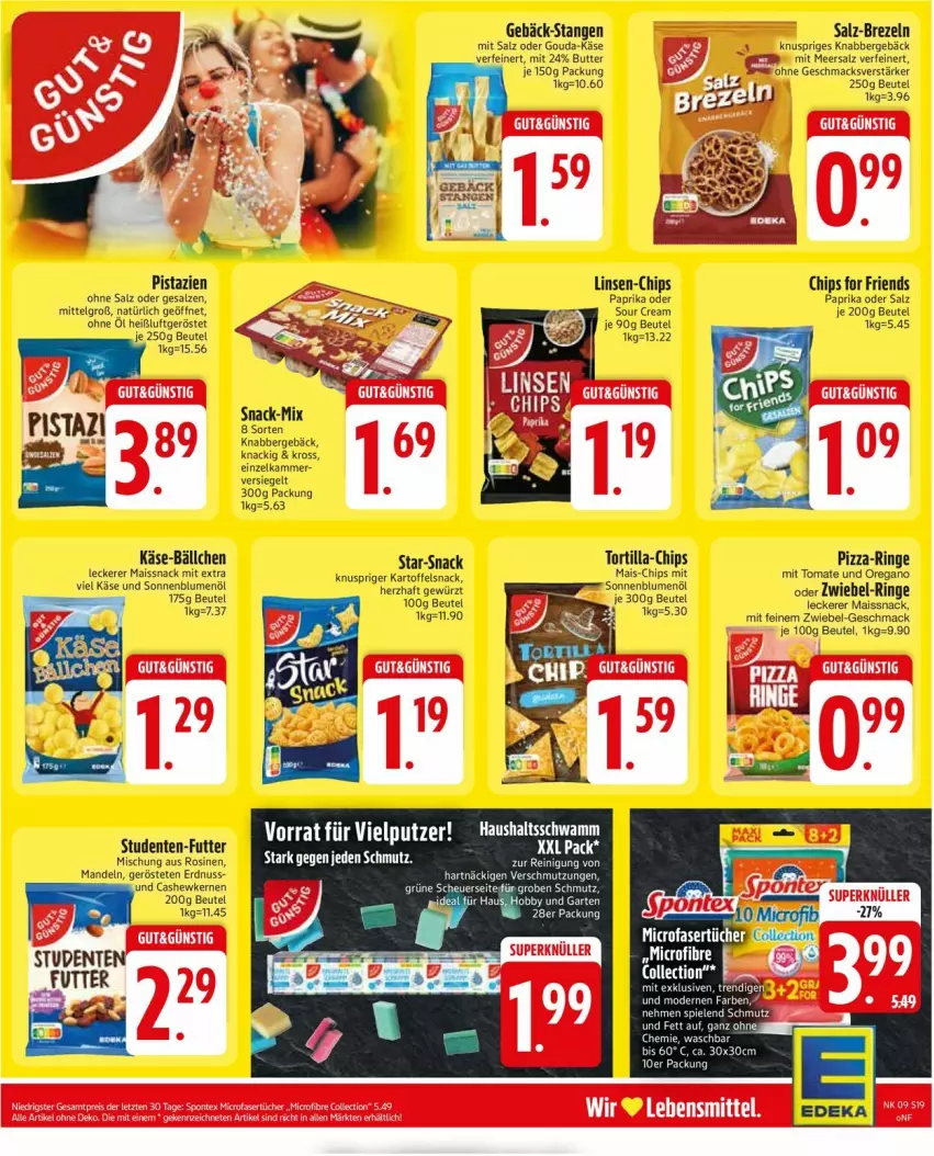 Aktueller Prospekt Edeka - Prospekte - von 24.02 bis 01.03.2025 - strona 19 - produkty: beutel, brezel, Brezeln, chips, ente, erdnuss, gewürz, kartoffel, lebensmittel, LG, linsen, mac, mais, mandel, mandeln, meersalz, nuss, paprika, pistazien, salz, snack, sour cream, Ti, tortilla